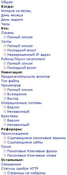 Возможности AWstats Возможности AWstats.